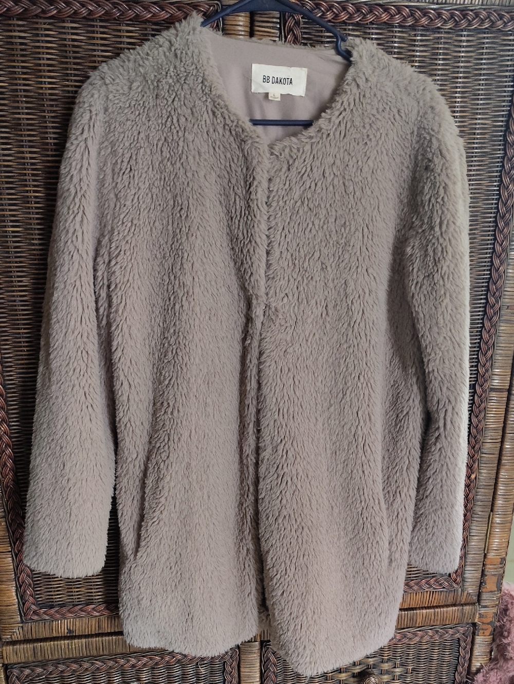 BB Dakota Taupe Teddy Faux-Sherpa Jacket